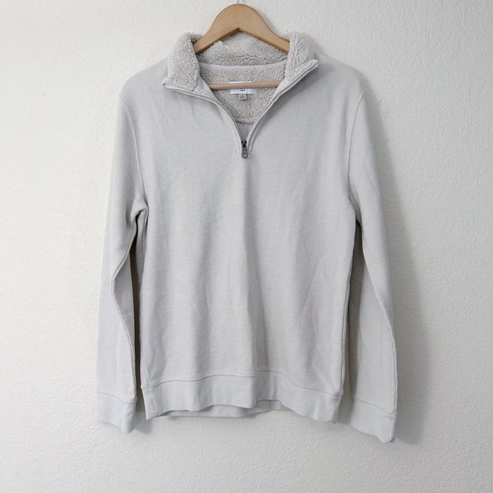 Goodfellow Cotton Blend Men's Cream Half Zip Pullover Sweater Size S